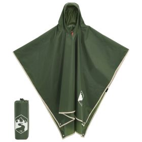 Rain Poncho with Hood 2-in-1 Design Green 87.8"x57.1"