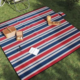 Picnic Blanket Foldable Red and Blue Stripe 78.7"x78.7" Velvet