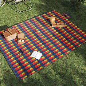 Picnic Blanket Foldable Multicolor Plaid 78.7"x59.1" Velvet