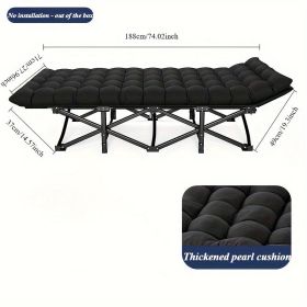 Black Heavy-duty Foldable Camping Bed With A Storage Bag, Suitable For Travel, Office Use, And RV Trips. (Color: Black)