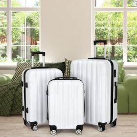 Vertical Pattern Three-in-one Trolley Case With Handle And Universal Wheels (Color: White)