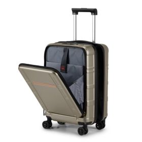 Front End 20 Inch Expandable ABS, PC Suitcase (Color: Khaki)