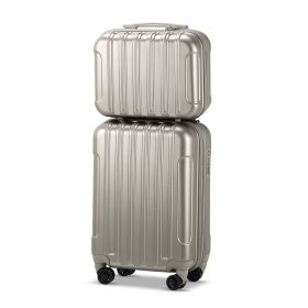 Vertical Pattern Two-piece Set 20 Inch Expandable With 14 Inch Suitcase (Option: Gray)